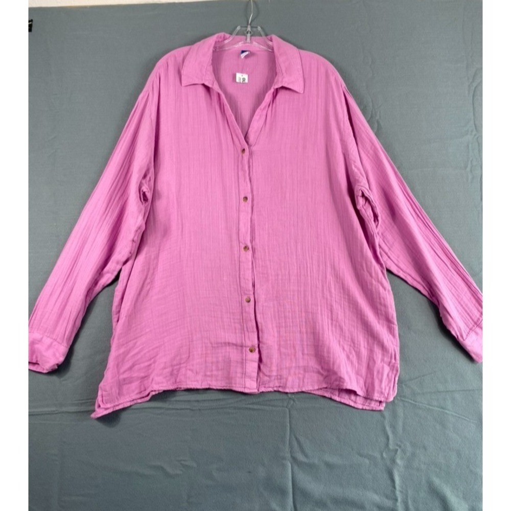 NWT Old Navy Shirt Women Sz XL Tall Oversized Orchid Pink Gauzy Cotton Relaxed - Picture 2 of 13